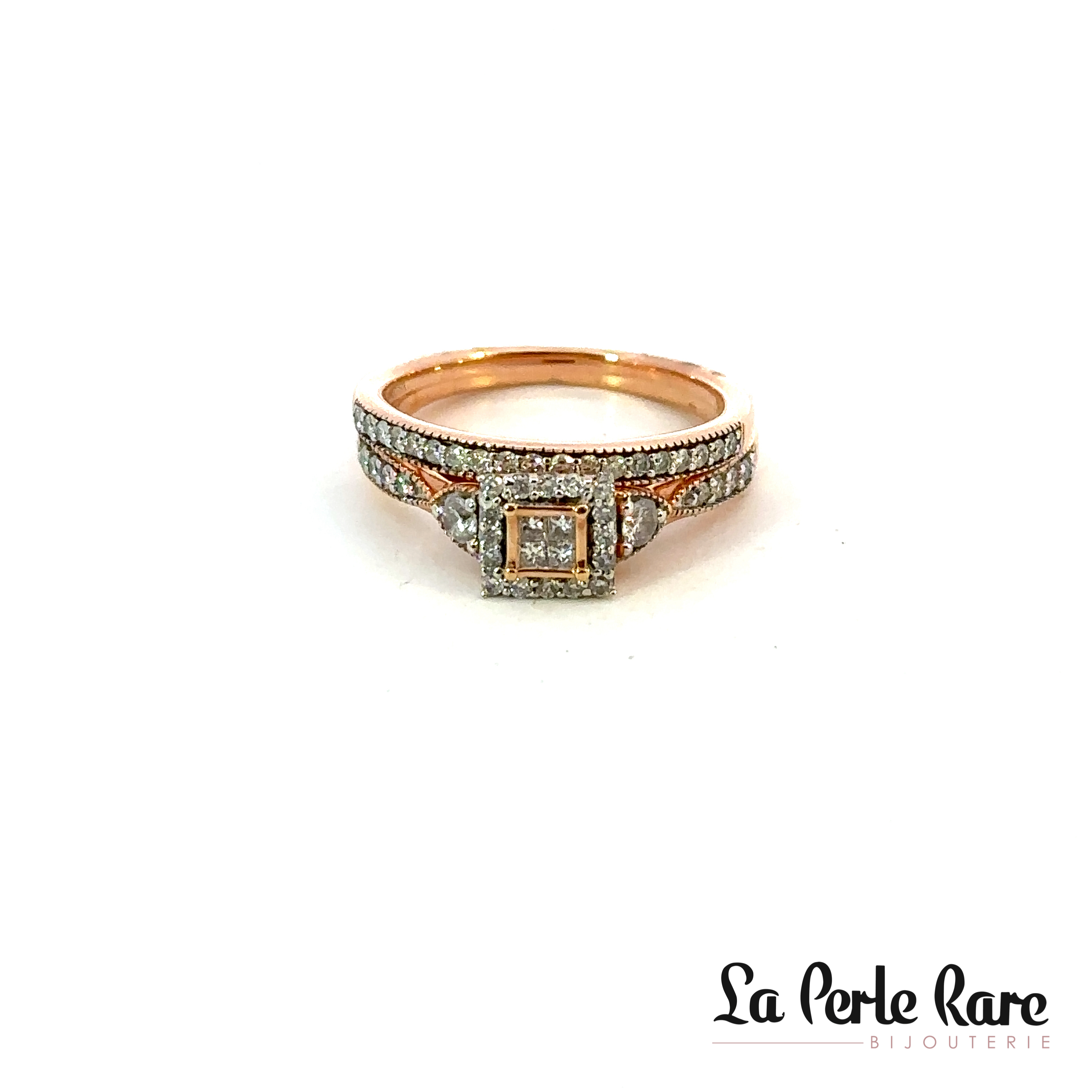 Rose gold wedding band set with a total of 50 points of diamonds - SKR19117-50 - Exclusivity