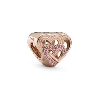 Bille coeurs amoureux entrecroisés, cz rose, pandora rose - 789529C01 - Pandora