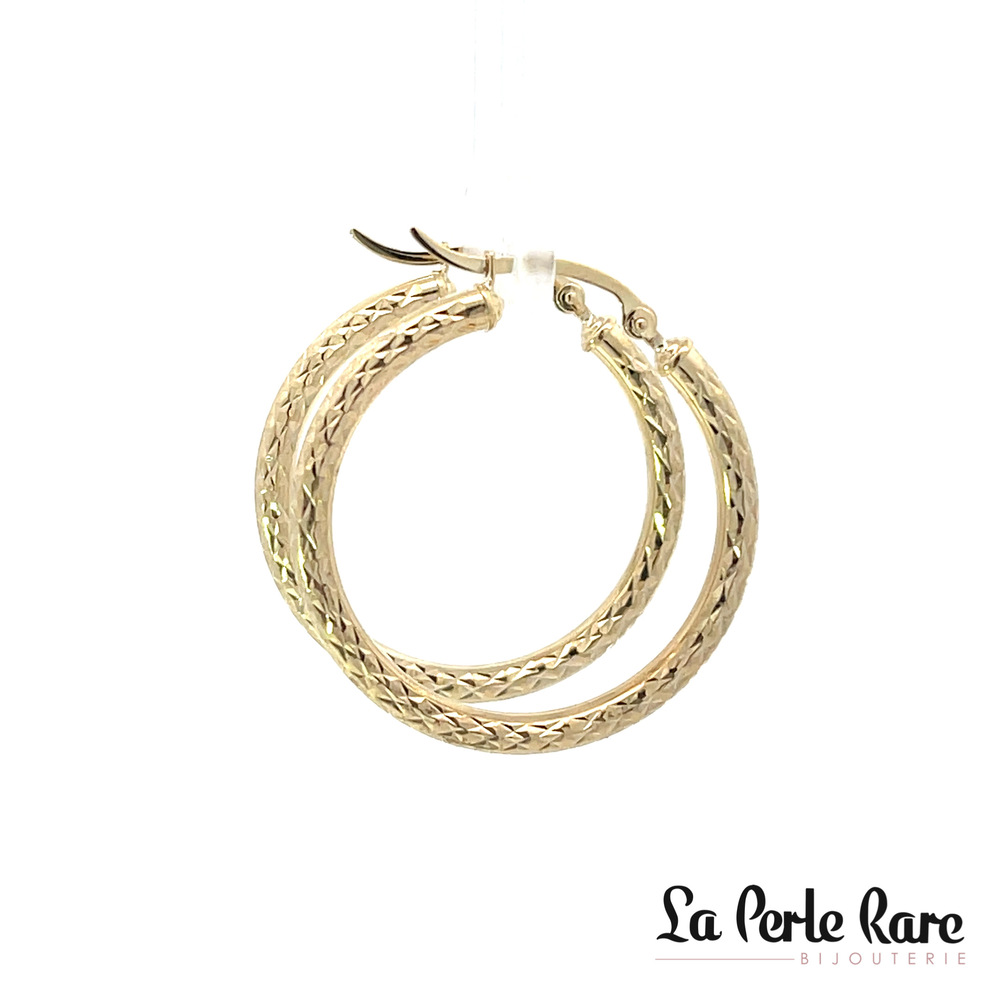 Textured yellow gold hoops - LPR-1883 - Exclusivity