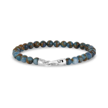 Bracelet acier inoxydable, jade bleu et brun - AS-B217-7.5 - Arz Steel