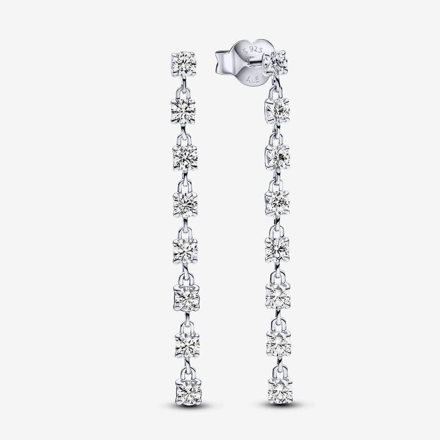 Silver Drop Earrings, Cubic Zirconia