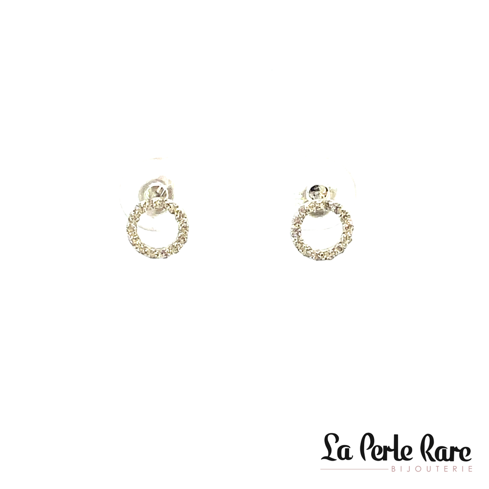 White gold stud earrings with cubic zirconium - 11251-7B - Exclusivity