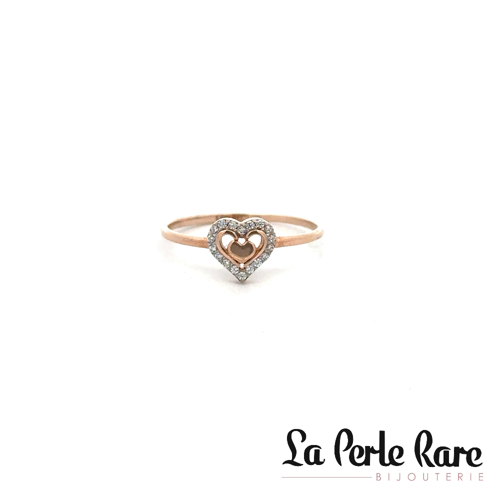 10K Rose Gold Heart Ring, Clear Zircons - MAS-36-R-BG - Exclusivity