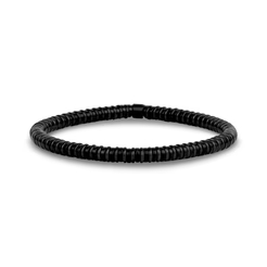 Bracelet extensible, acier inoxydable noir, pierres noires - AS-B387-S - Arz Steel