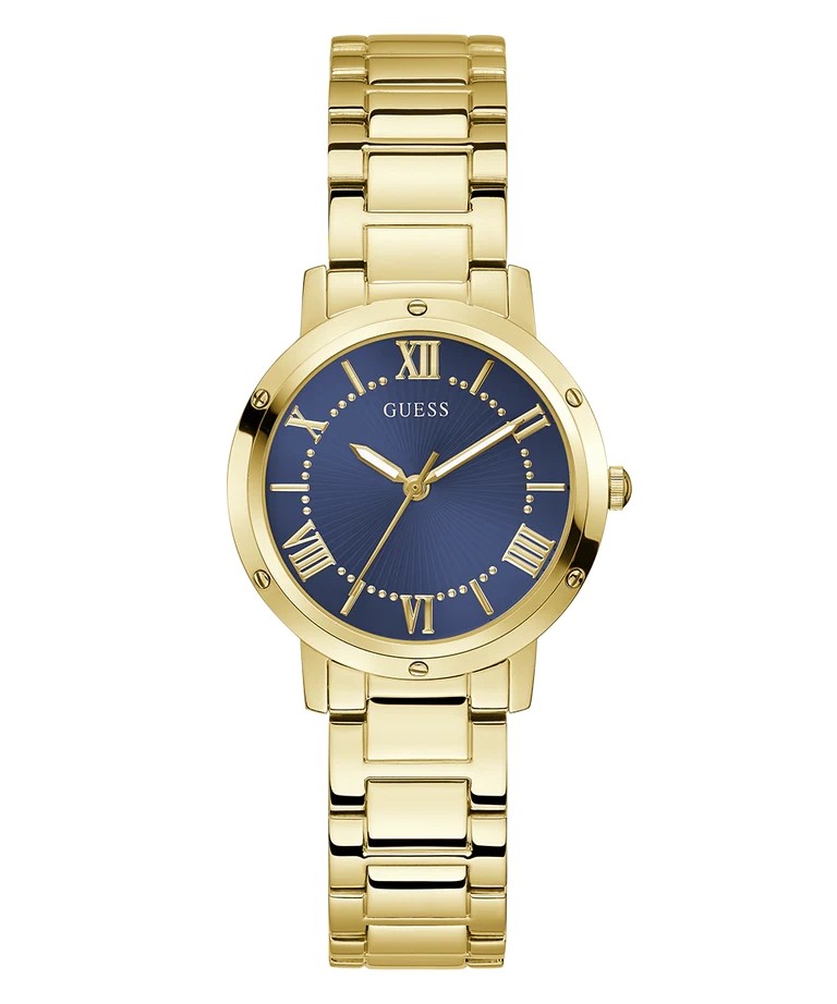 Montre acier inoxydable doré, fond bleu - GW0404L4 - Guess