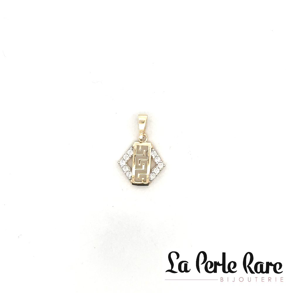 10K Yellow Gold Versace Style Pendant, Clear Zircons - MAS-255-J-P - Exclusivity