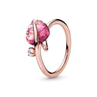 Bague feuille en verre de murano rose - 188319PMU-54 - Pandora