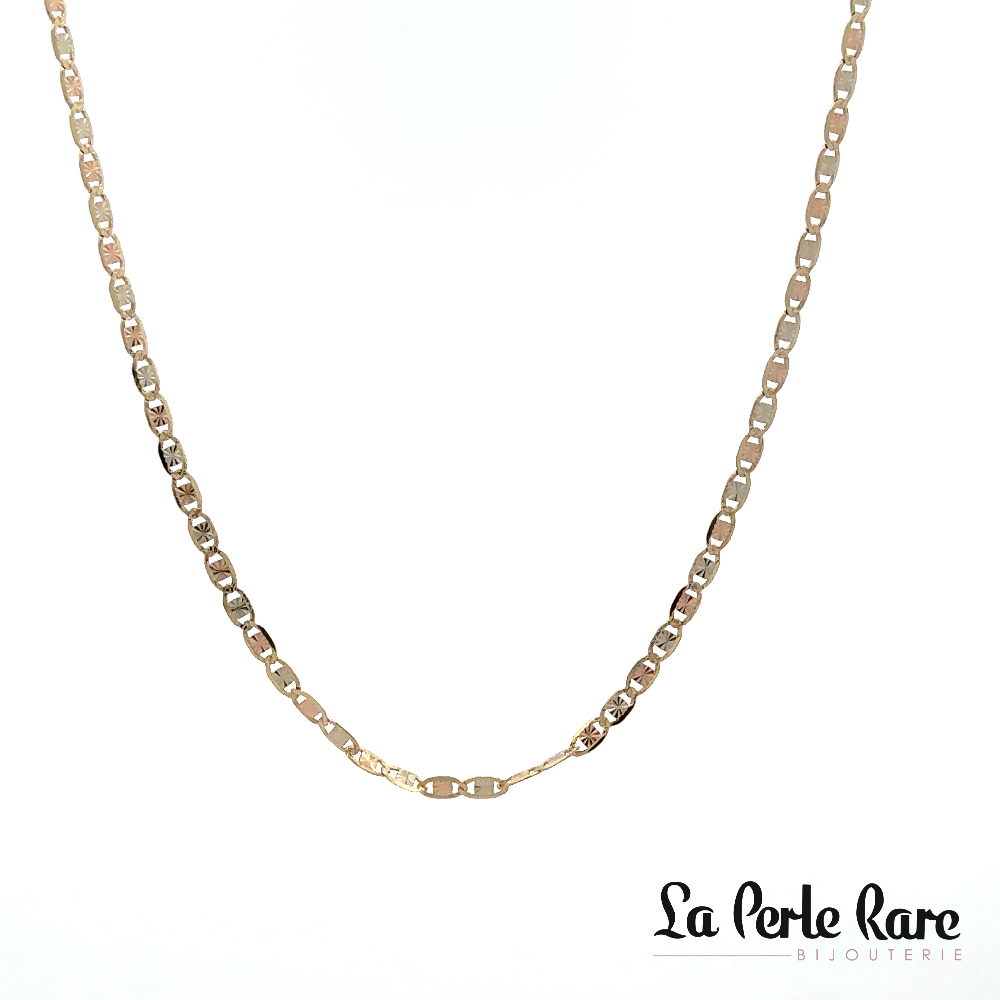 Chaîne or 3 tons (jaune/blanc/rose) 10 carats - LPR-2477-22 - Exclusivité