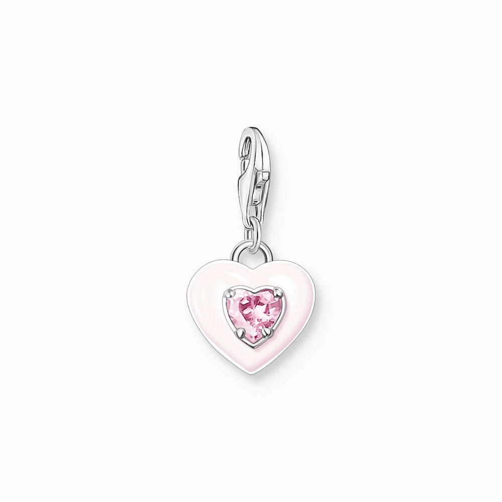 Charm coeur, argent, émail rose, zircon rose - 1915-041-9 - Thomas Sabo