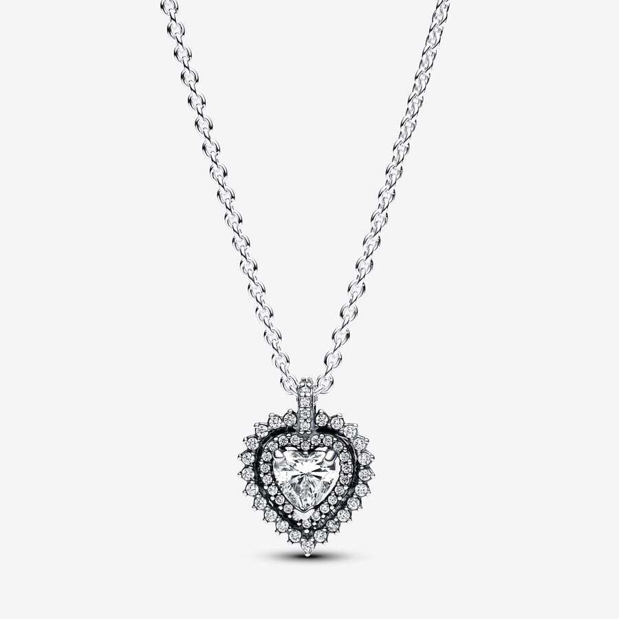 Sparkling heart pendant, silver, cubic zirconium - 393099C01-45 - Pandora