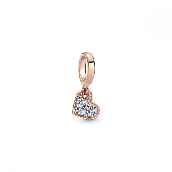 Charm coeur rose zircons bleus pandora rose