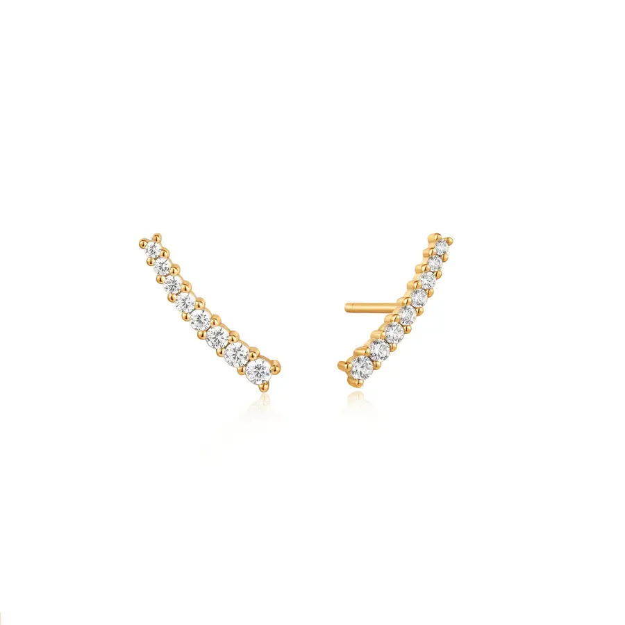 Gold-plated climbing earrings with cubic zirconia - E037-03G - Ania Haie