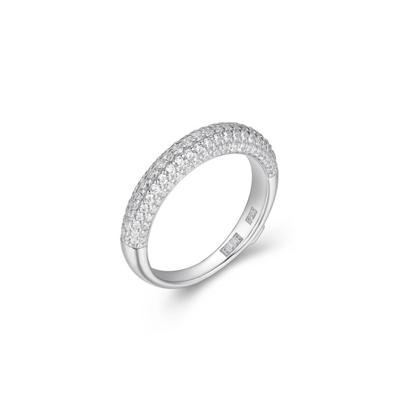 Bague argent rhodié, zircons