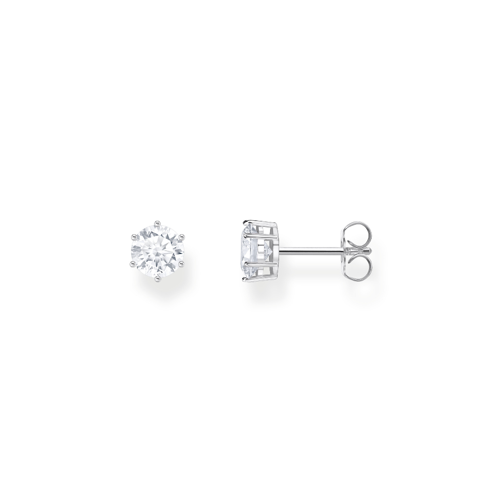 Boucles d'oreilles fixes argent, zircons incolores