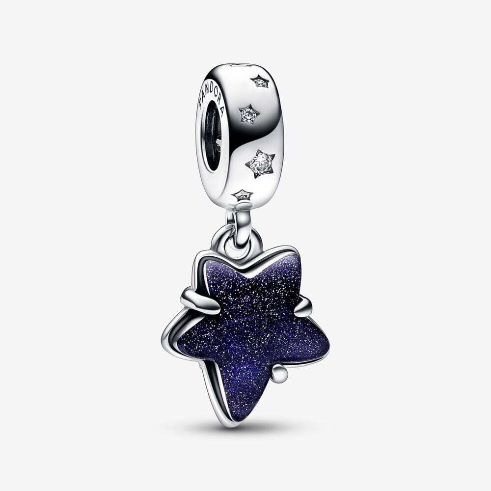 Bille étoile de galaxie céleste, argent, zircons, verre de murano bleu - 792368C01 - Pandora