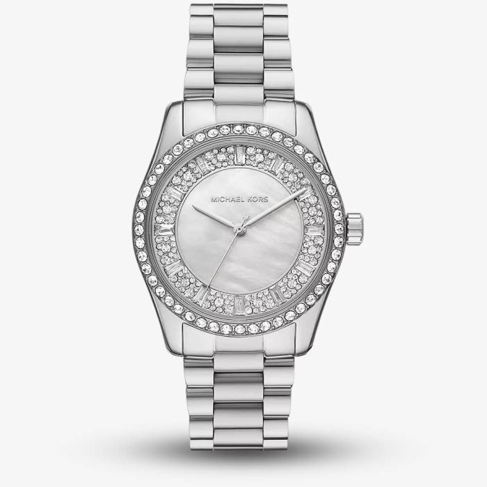 Montre pour femme en acier inoxydable et cubic zirconimum