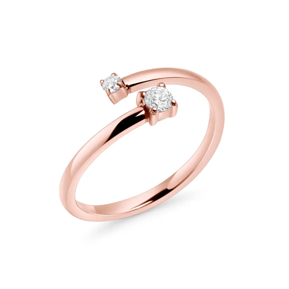 Bague isis, acier rosé, zircons - T422R002DORO-6 - Mia