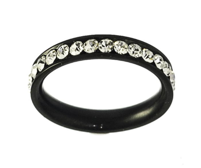 Black steel eternity wedding ring with zirconia - T4X6830460 - Steelx