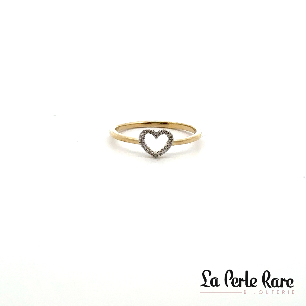 Bague coeur, or jaune 10 carats, 5 points de diamants total - SKR40739-05 - Exclusivités