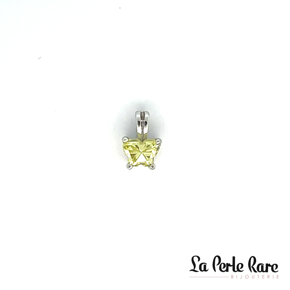 Pendentif or blanc, aout, zircons