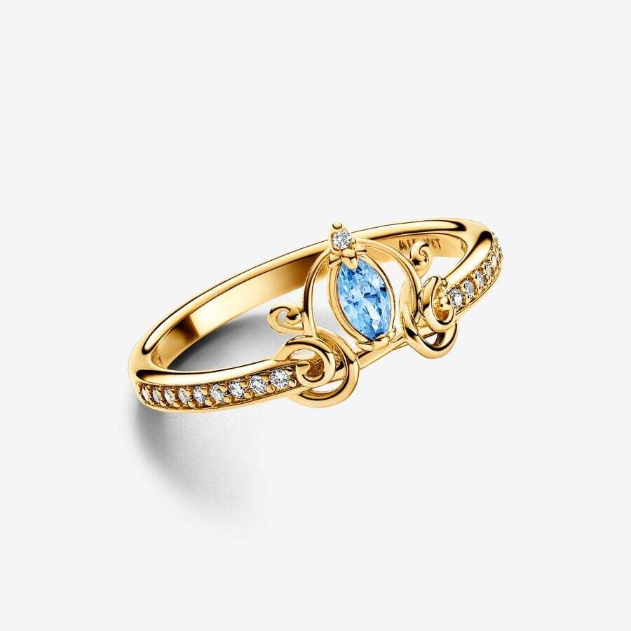 Disney Cinderella carriage ring, Pandora Shine, blue cubic zirconium