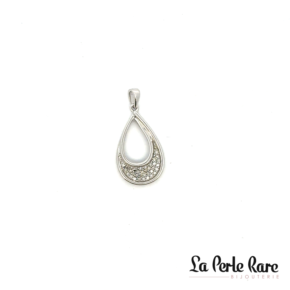 Pendentif or blanc, 10 pts dia tot