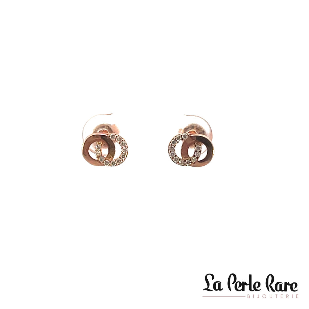 Fixed earrings circles rose gold, zircons - EAS-5988-R - Exclusivity