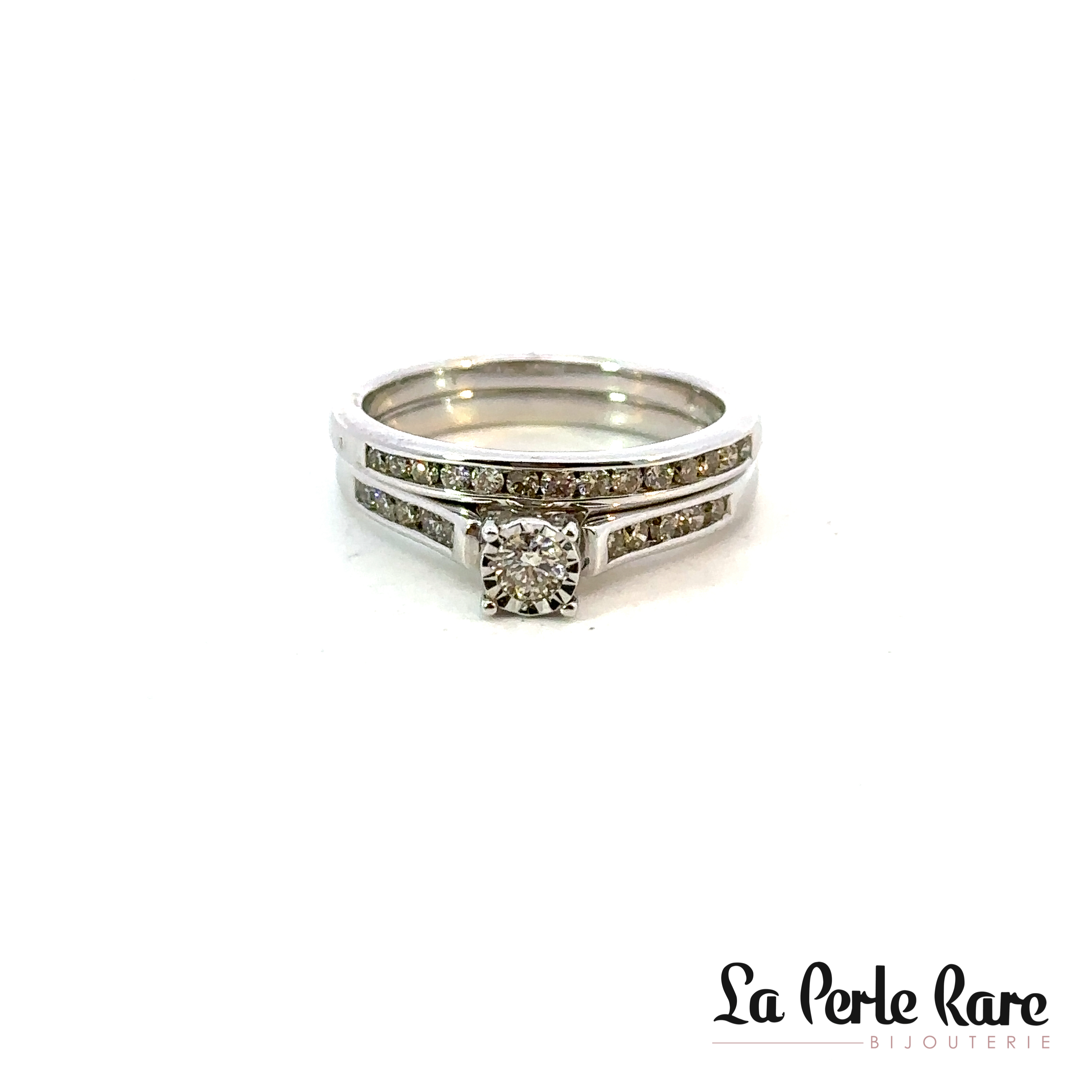 Set of white gold wedding bands with a total of 50 points of diamonds - SKR3132-50TL - Exclusivity