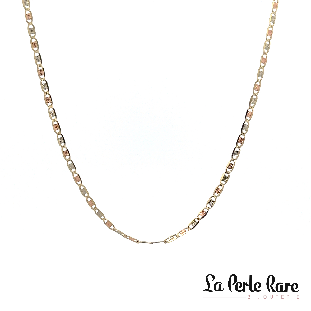 Chaîne or 3 tons (jaune/blanc/rose) 10 carats - LPR-2475-22 - Exclusivité