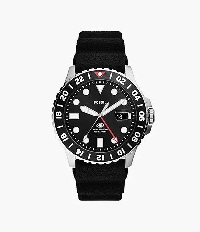 Montre à mouvement GMT en silicone noir