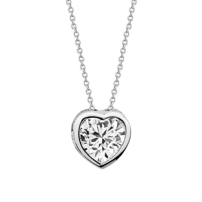 Pendentif coeur, argent, zircon - N3470 - Création Gl