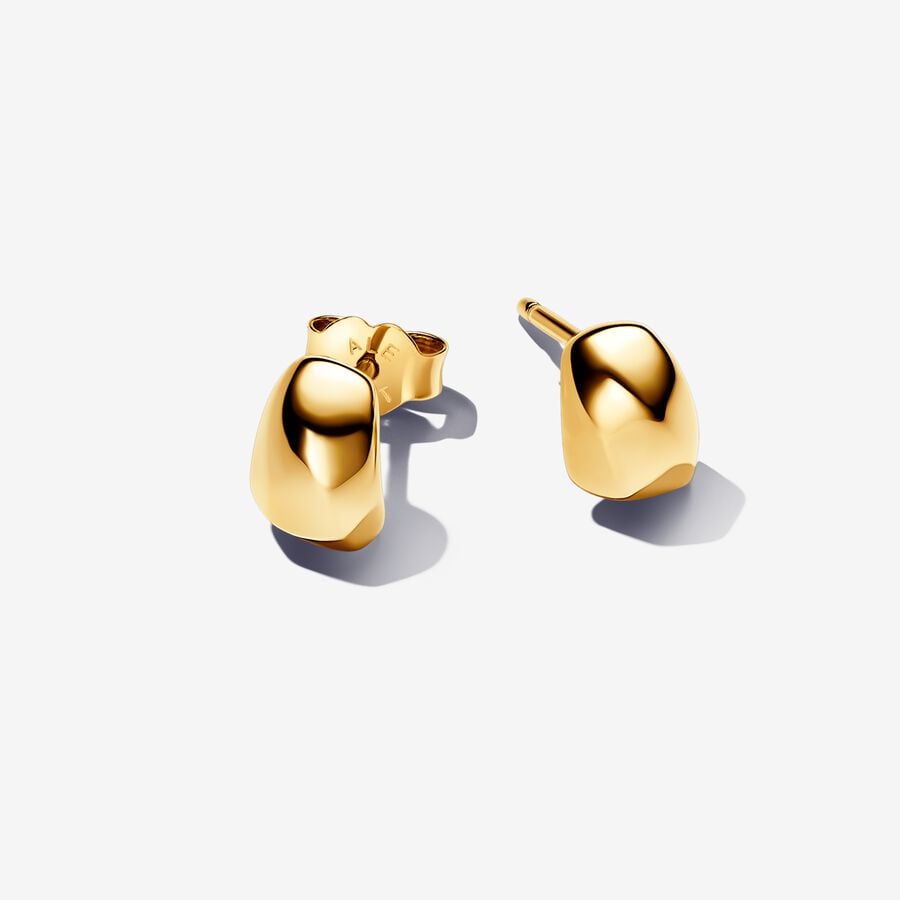 Stud earrings, unique blend of metals plated with 14-karat gold