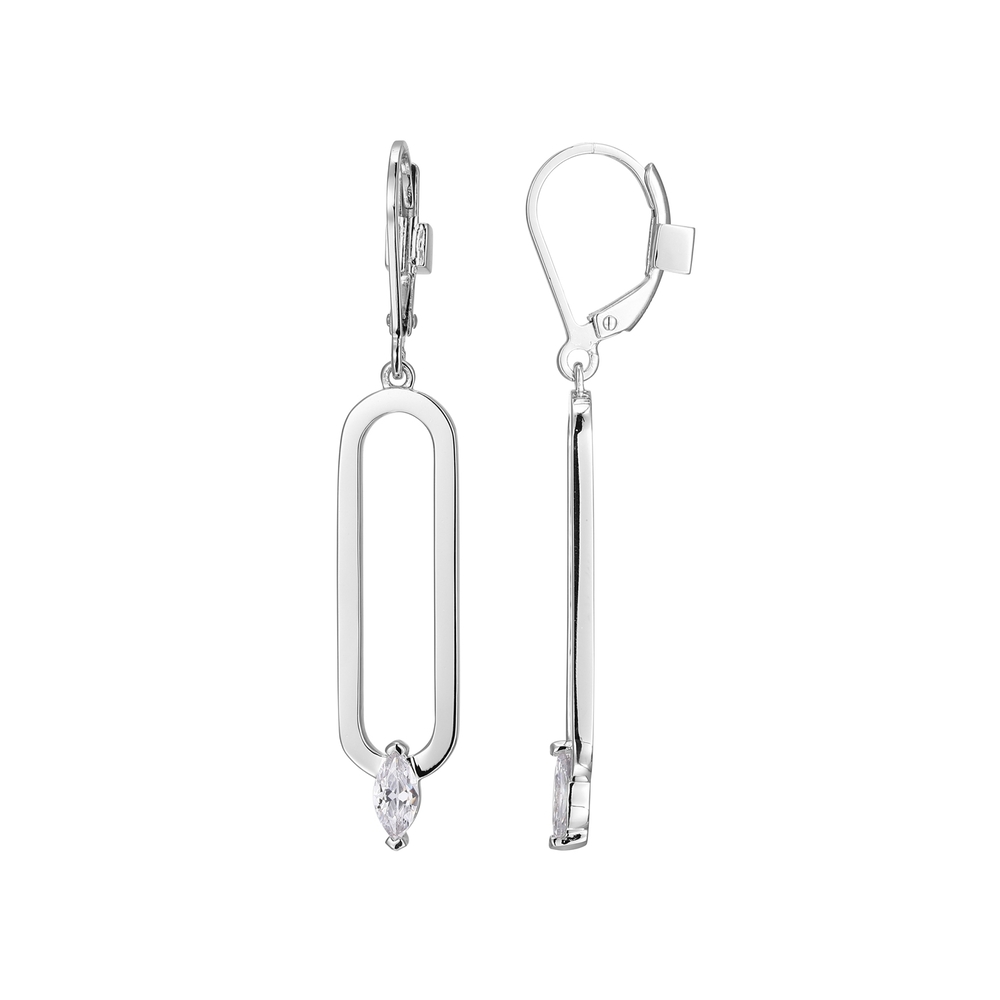 Bo pendantes argent rhodié, zircons - R2LCQ50003 - Elle