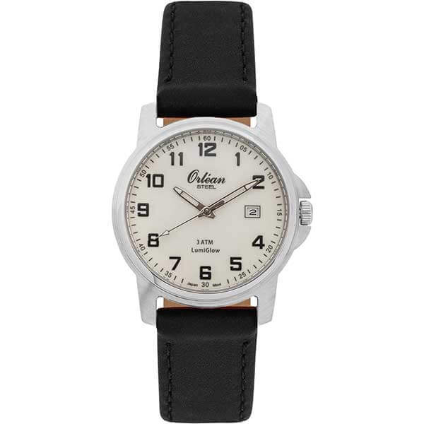 Montre cuir noir, acier