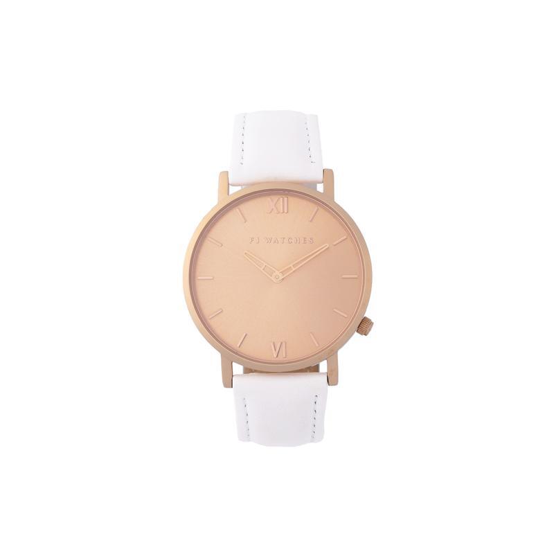 Montre sunset, cuir blanc, acier rosé - 1051-36 - FIVE JWLRY