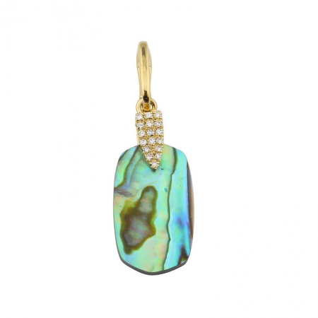 Pendentif or jaune, abalone 46 pts, 4 pts dia tot