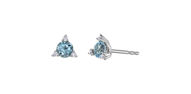 Boucle d'oreille or blanc 10kt topaz bleu et 4.2 points diamants - DD8081WBT - Corona