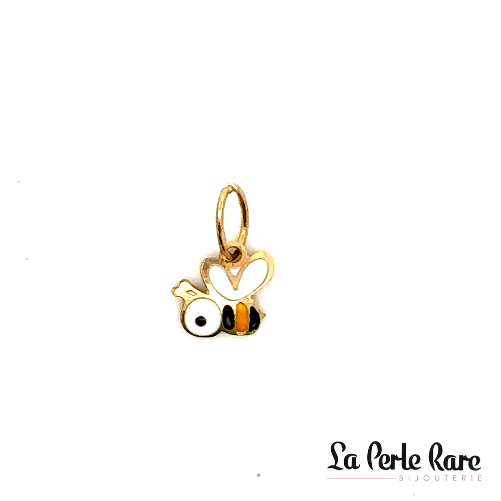 Pendentif abeile, or jaune, émail jaune/blanc/noir - 3154-P - ExclusivitÉs