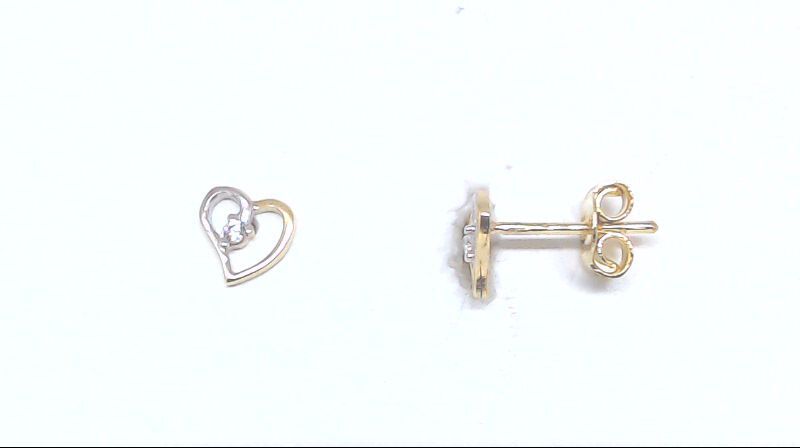 2-tone gold heart fixed earrigs with zirconium - EOZ-747-2T - Exclusivity