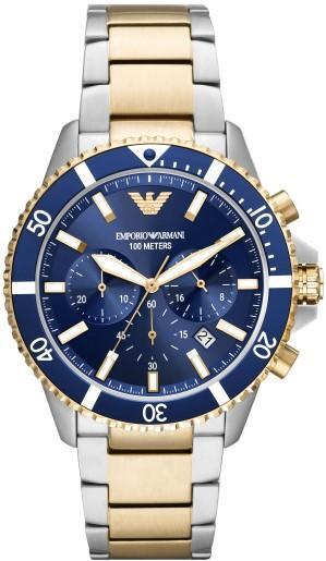 Two-tone steel watch (white/yellow), blue dial - AR11362 - Emporio Armani