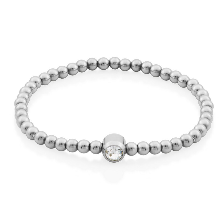 Steel bracelet with beads, cz