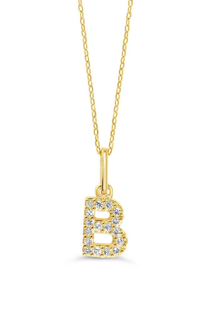 Pendentif B, or jaune, 6 pts dia tot - IC3000-B - Exclusivités