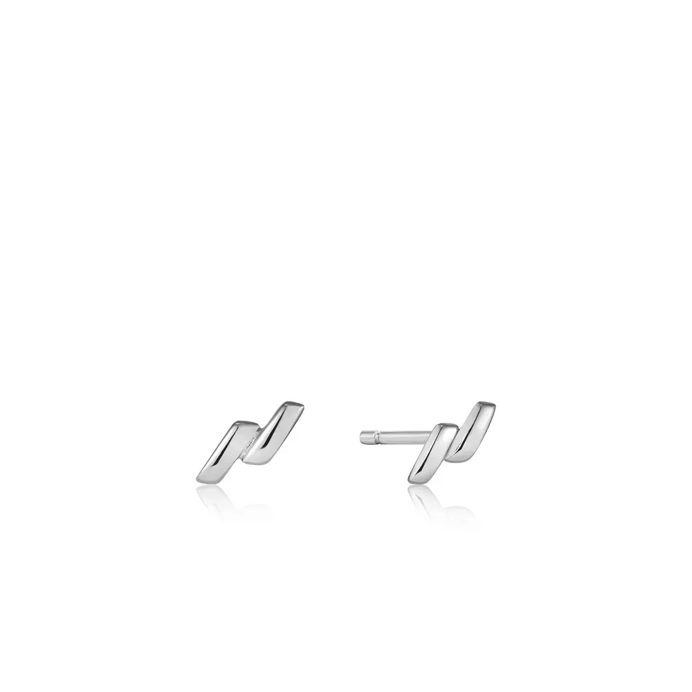 Stud earrings in rhodium-plated silver - E038-01H - Ania Haie