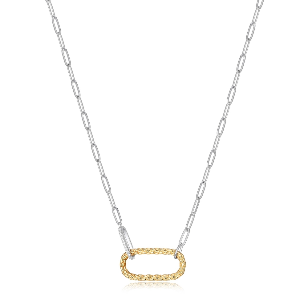 Collier argent 2 tons (blanc/jaune), zircons