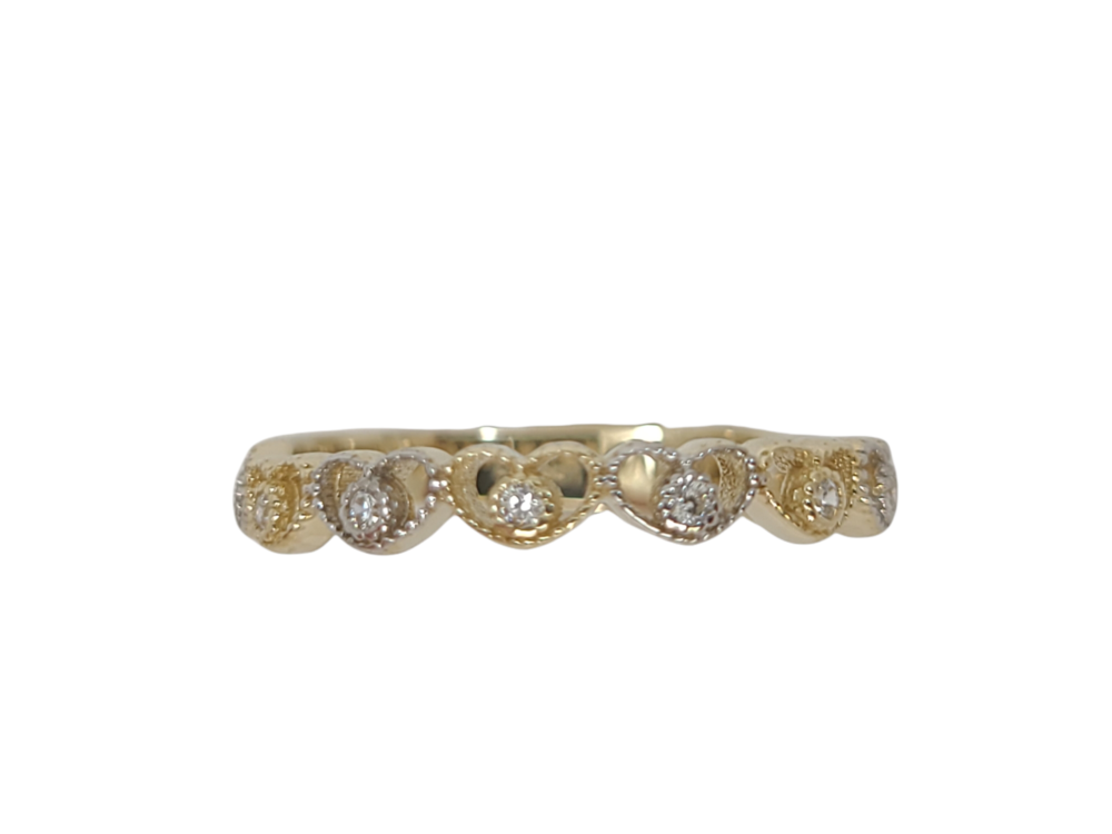 2-tone gold hearts ring (yellow/white), cubic zirconium - ROZ-2437-2T - Exclusivity