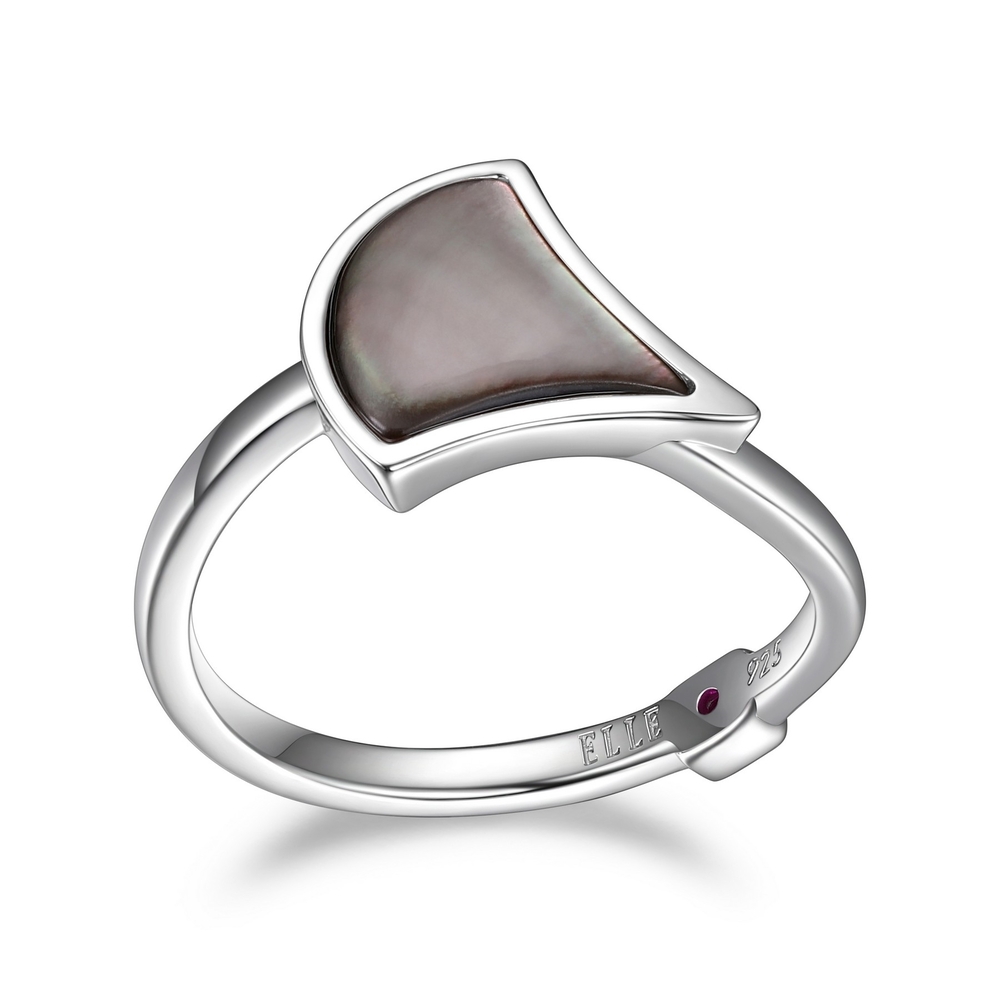 Rhodium-plated silver, gray stone ring - R4LABZA9A8 - Elle