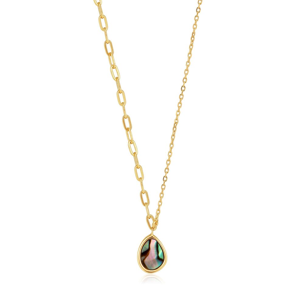 Abalone, golden silver necklace - N027-02G - Ania Haie