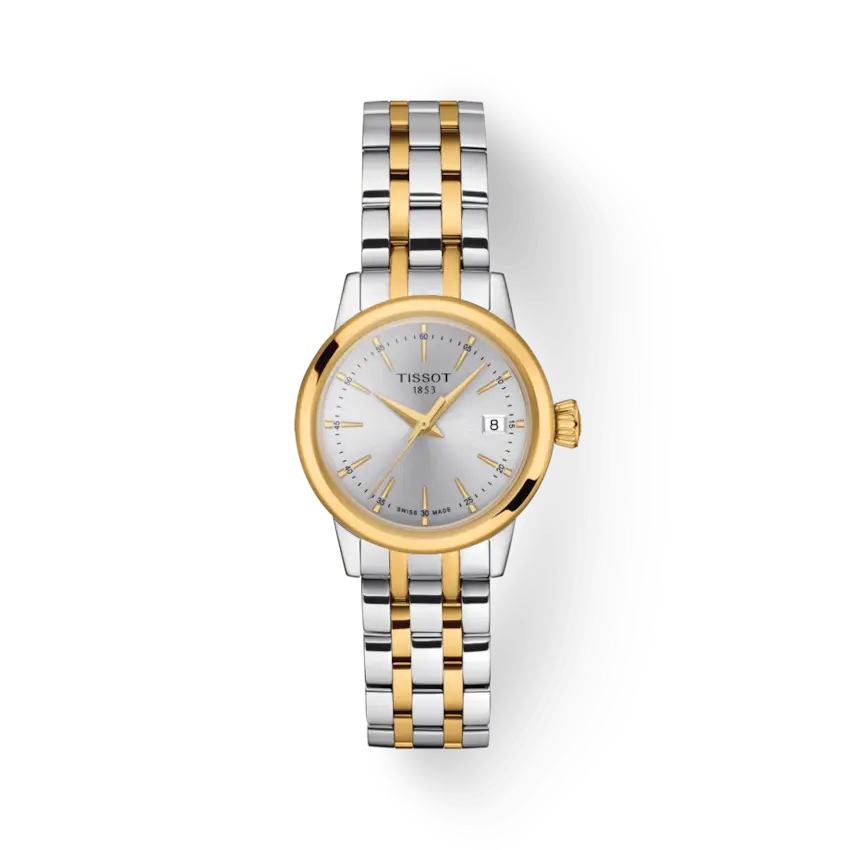 Two-tone stainless steel watch (white/yellow), mother-of-pearl dial. - T101.210.22.031.00 - Tissot