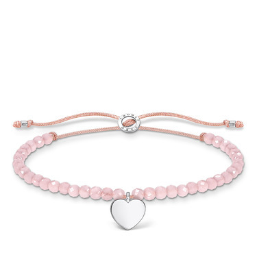 Silver, rose quartz, and rose nylon brac - A19858139L20V - Thomas Sabo