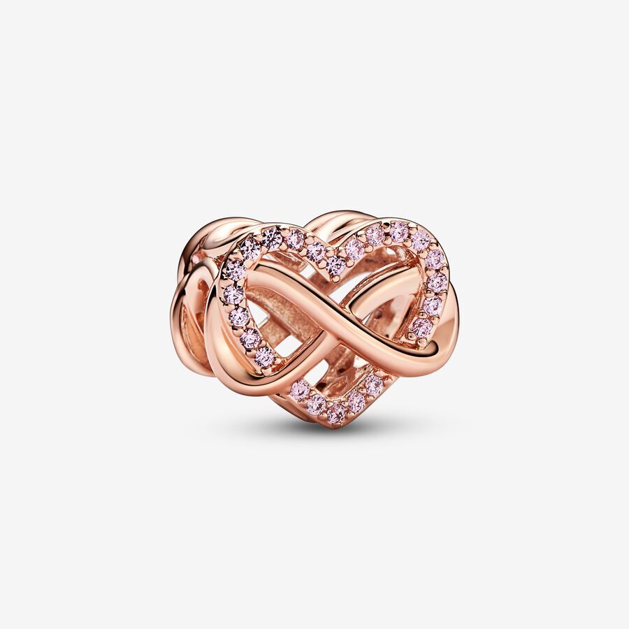 Heart family and infinity charm, Pandora rose, cubic zirconium - 782246C01 - Pandora